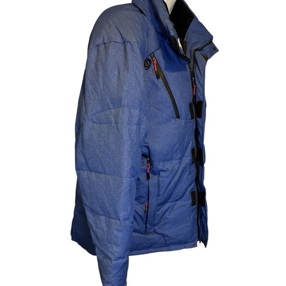 Down FkOW Women's Blue Down Feather Puffer Jacket Medium Winter Coat Technical - Picture 15 of 16